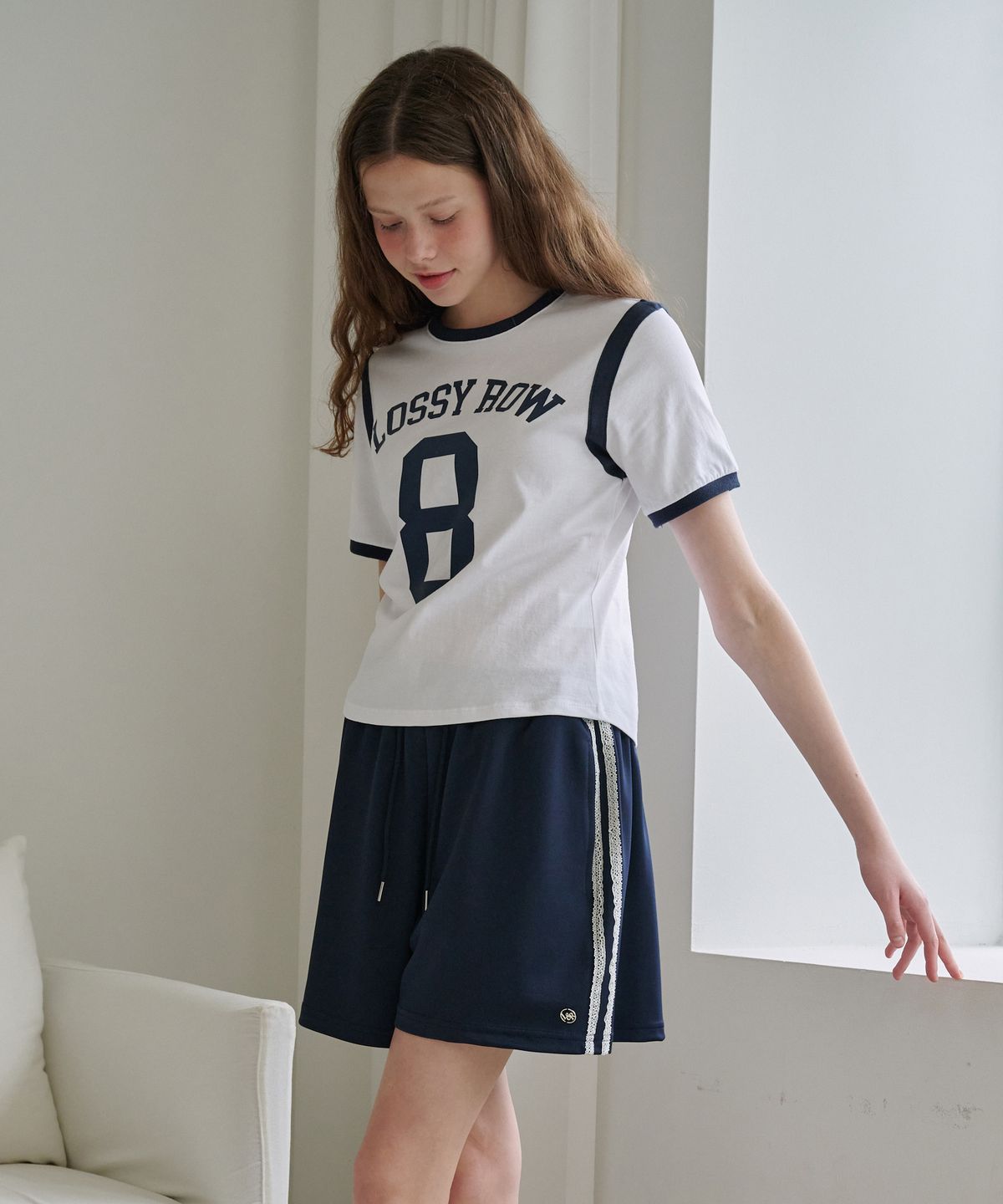 로시로우(LOSSYROW) Lace Line Training Shorts Navy