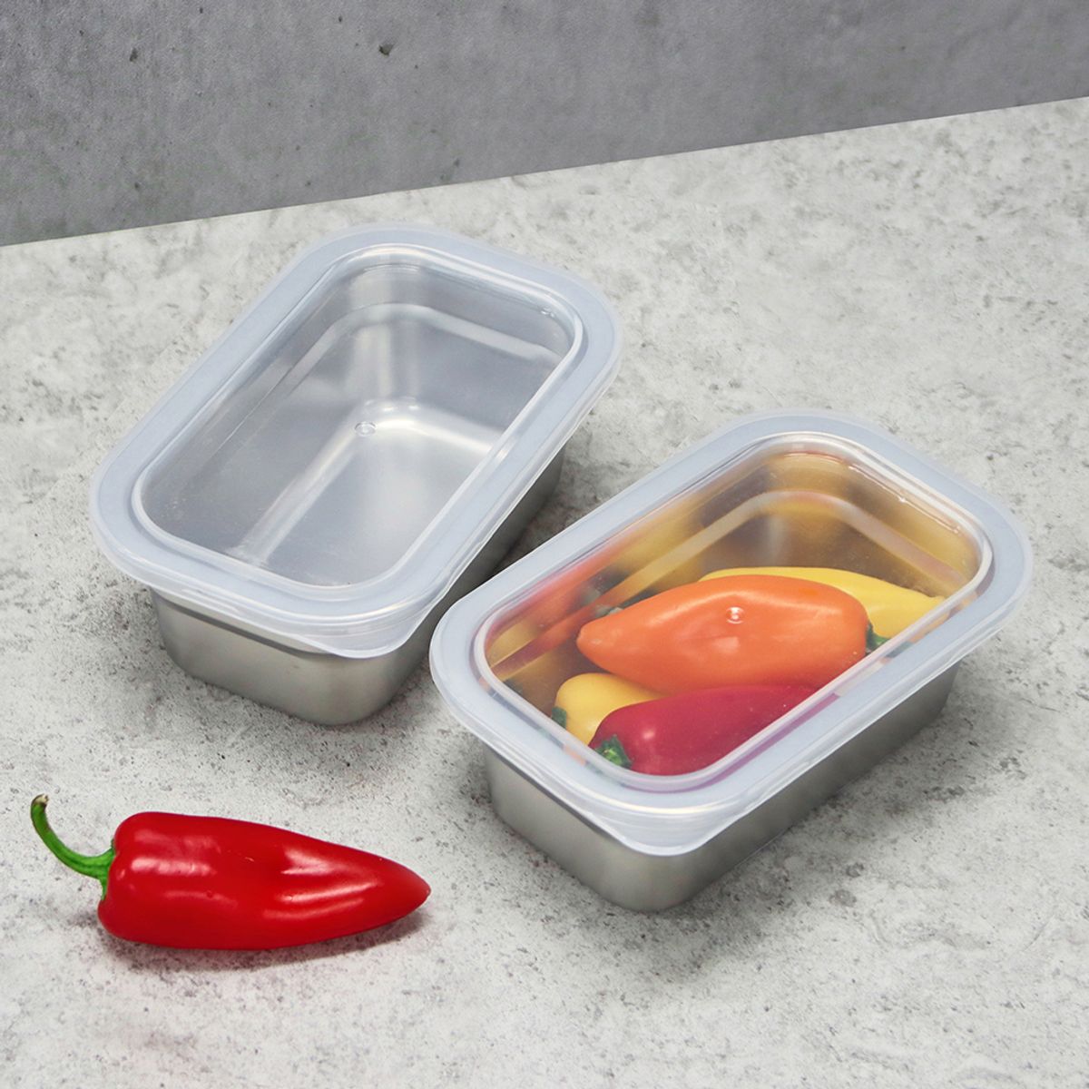 키친구(KITCHENGU) 엣지 스텐 사각 밧드 밀폐 용기 캐니스터 뚜껑포함