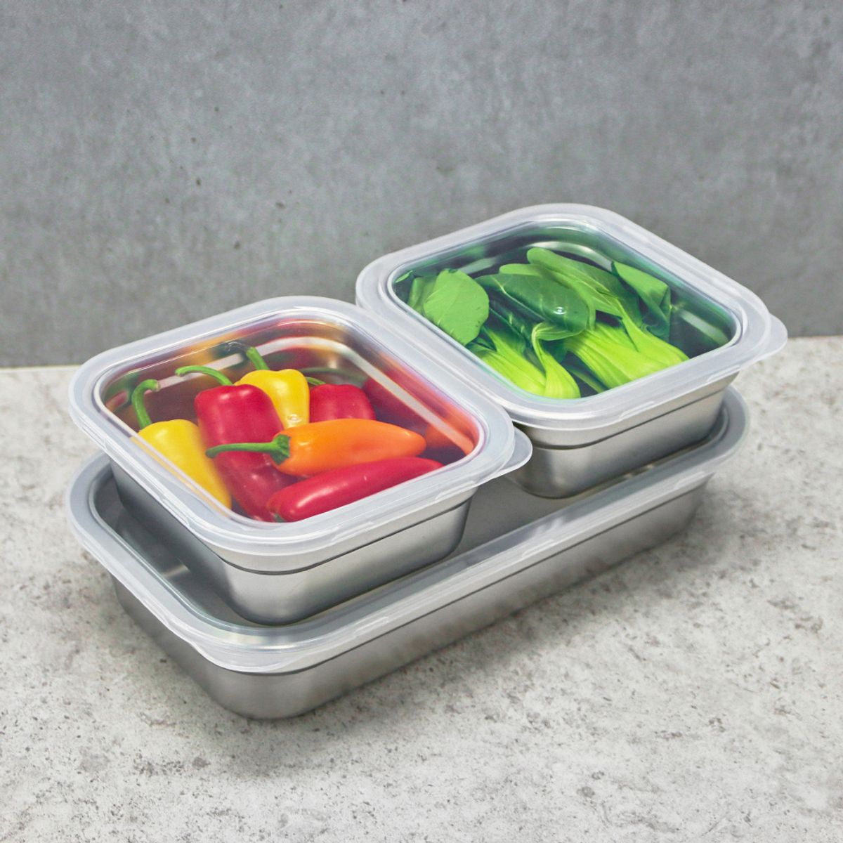 키친구(KITCHENGU) 엣지 스텐 사각 밧드 밀폐 용기 캐니스터 뚜껑포함