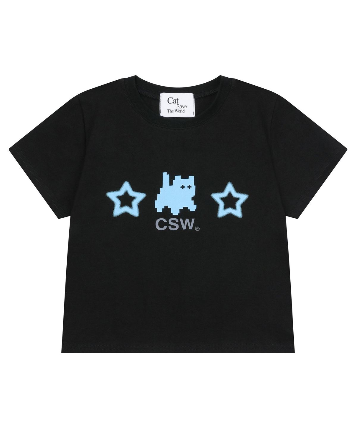 캣세이브더월드(CATSAVETHEWORLD) 쿠마 블러 스타 로고 반팔 티 (2컬러)