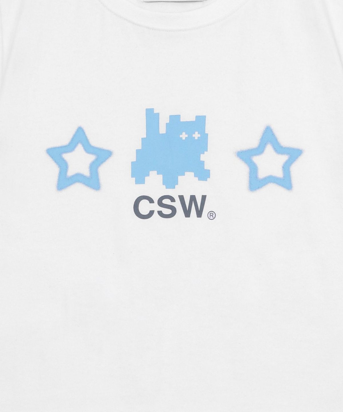 캣세이브더월드(CATSAVETHEWORLD) 쿠마 블러 스타 로고 반팔 티 (2컬러)
