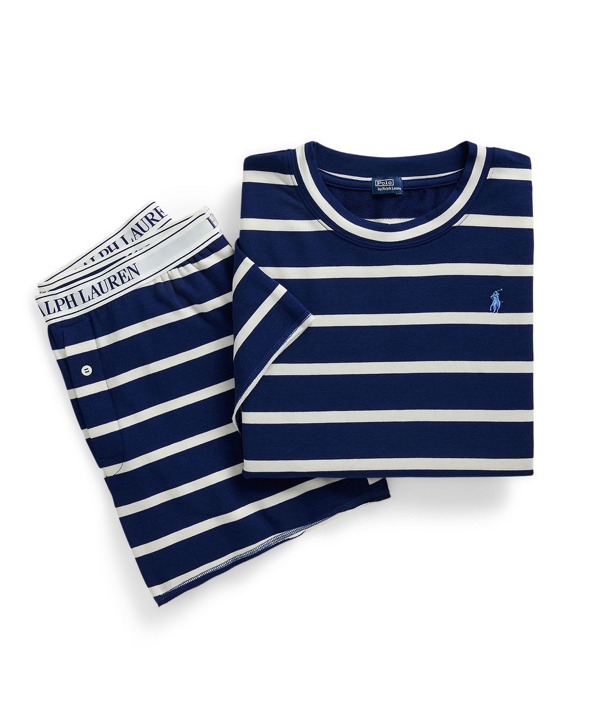 폴로 랄프로렌 이너웨어(POLO RALPH LAUREN INNERWEAR) 클럽 테리 숏 이지웨어 세트 스트라이프 네이비 4P8029