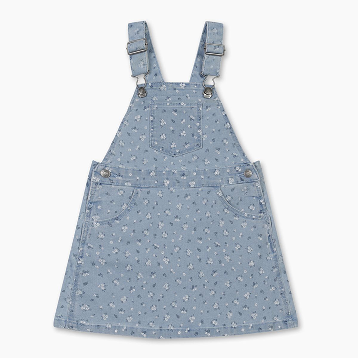 베네통키즈(BENETTONKIDS) 플라워 데님 오버롤 원피스_4NZRGT00MBL