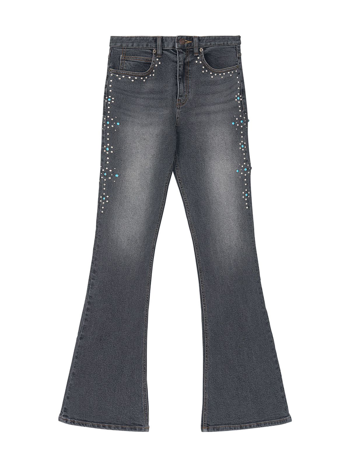 에즈이프 캘리(ASIF CALIE) GEM DETAIL BOOTCUT STRETCH JEANS BLACK