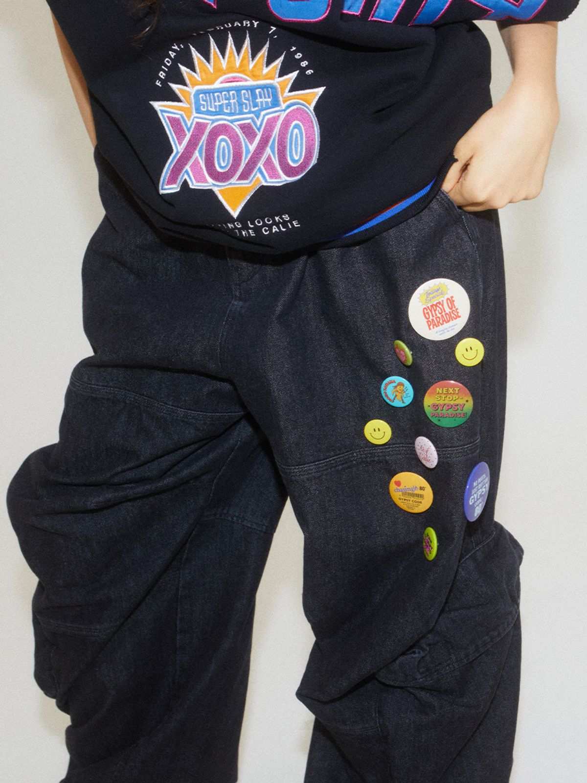 에즈이프 캘리(ASIF CALIE) BLACK DENIM WASHING CARGO PANTS BLACK