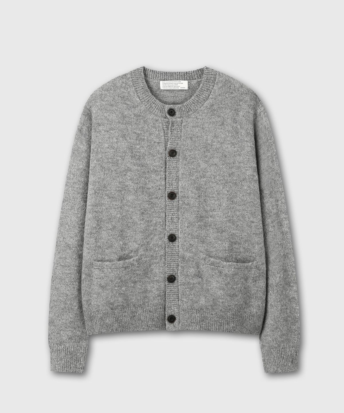 다이브인(DIVEIN) HAIRY ROUND NECK CARDIGAN (GRAY)