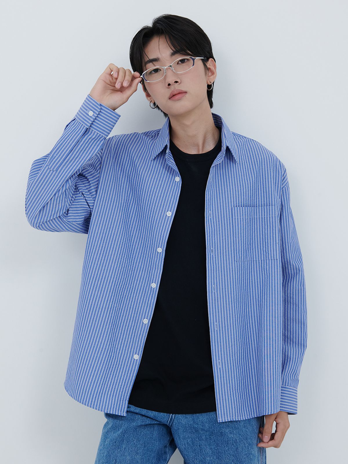 꼼마꼼마(COMMACOMMA) 클래식 스트라이프 셔츠 (unisex) [블루]