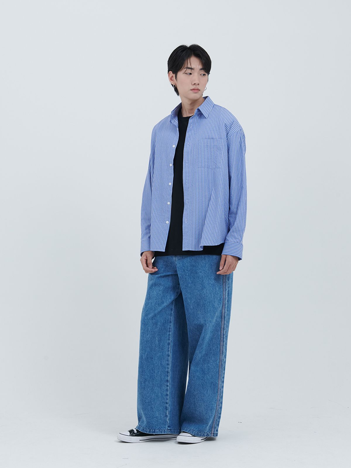 꼼마꼼마(COMMACOMMA) 클래식 스트라이프 셔츠 (unisex) [블루]