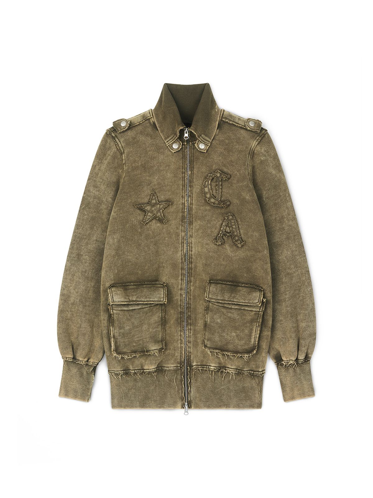 에즈이프 캘리(ASIF CALIE) VINTAGE WASHING ZIP-UP DRESS KHAKI