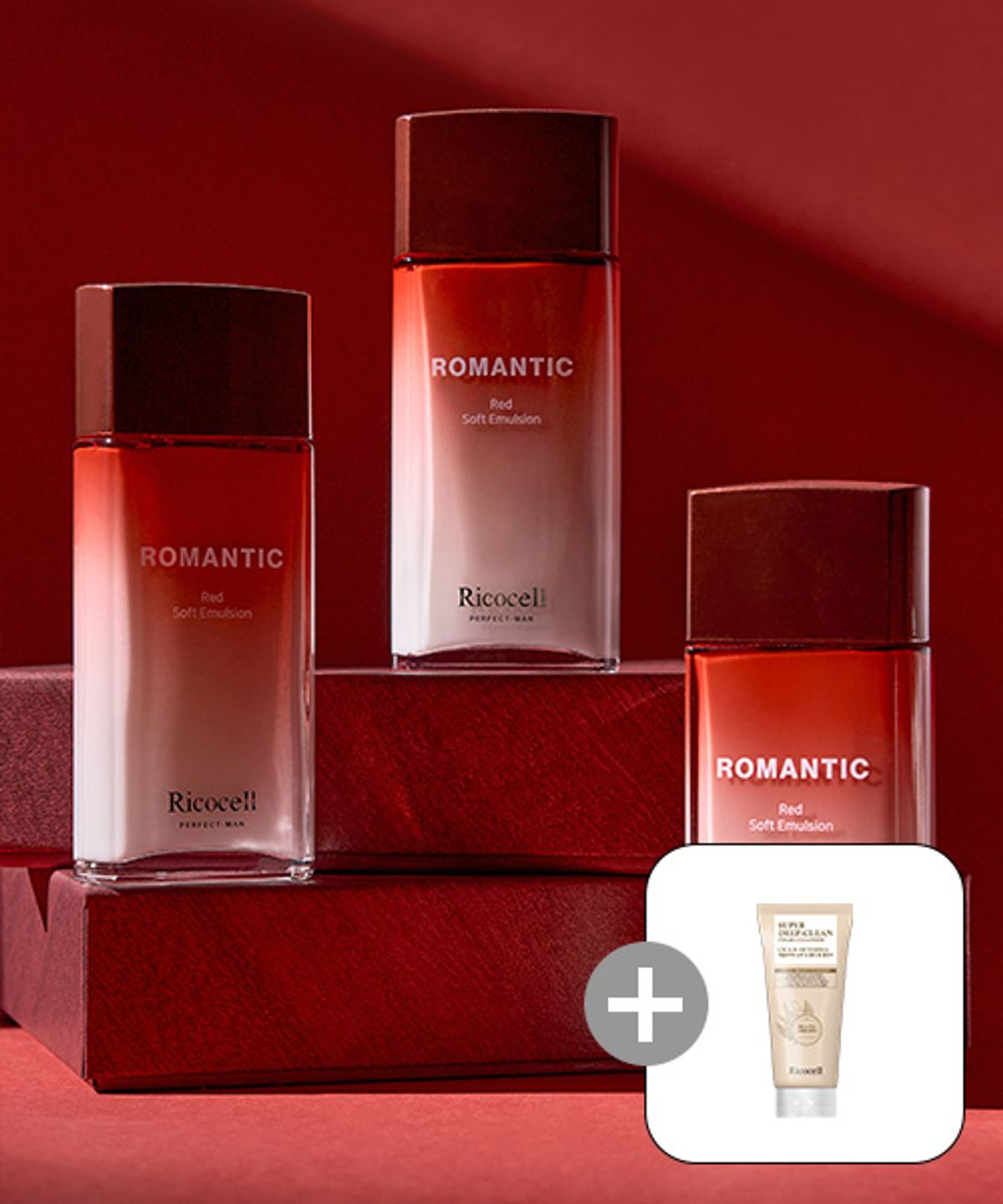 리코셀(RICOCELL) 리코셀 퍼펙트 맨 로맨틱 레드 소프트 에멀전 150ml 2개 +리코셀 병풀&약쑥 슈퍼 딥 클린 폼 클렌저 120ml 1개