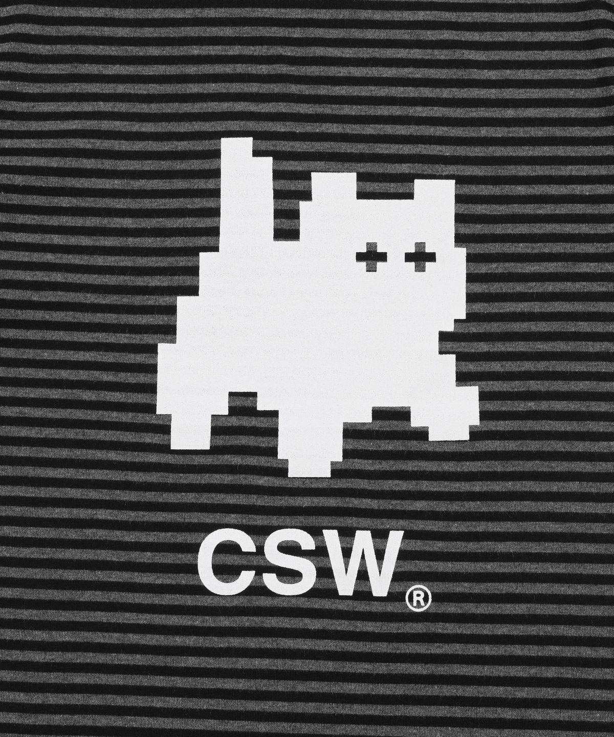 캣세이브더월드(CATSAVETHEWORLD) 로아 시그니처 로고 스트라이프 반팔 티