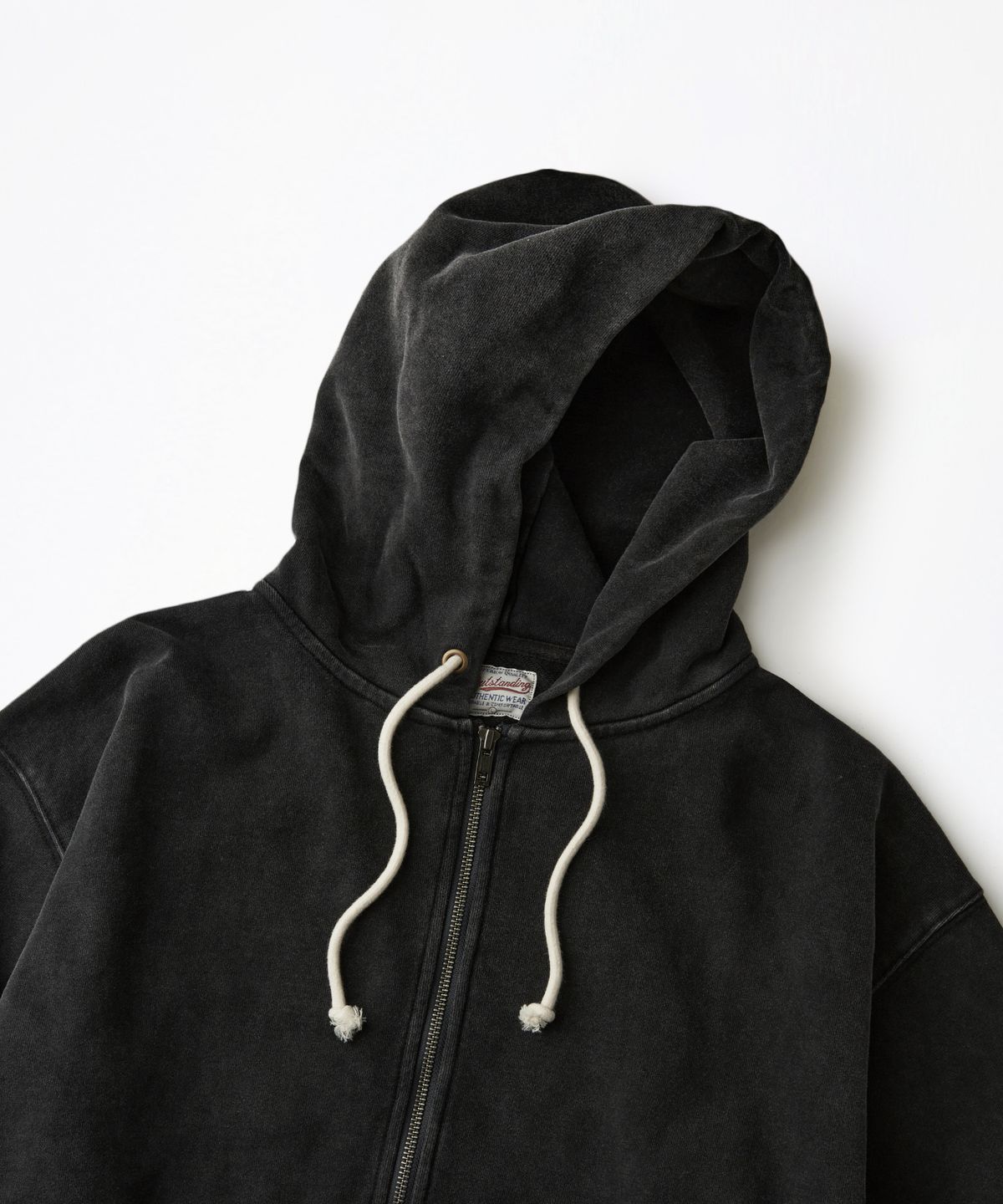 아웃스탠딩(OUTSTANDING) AUTHENTIC COMFORT HOOD ZIP SWEAT_VINTAGE CHARCOAL