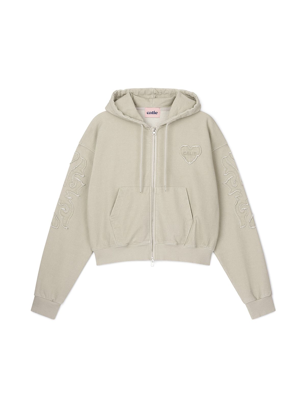 에즈이프 캘리(ASIF CALIE) APPLIQUE 2WAY HOOD ZIP-UP IVORY