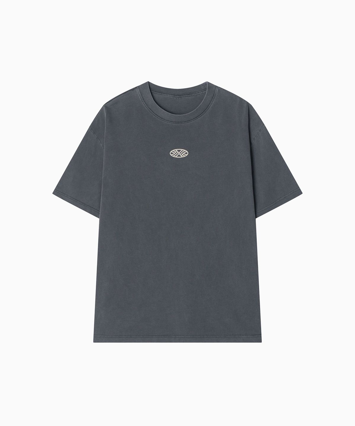 미나수(MENASOO) 275g Heavy Cotton Circle Hearttrack Pigment T Shirt_Charcoal