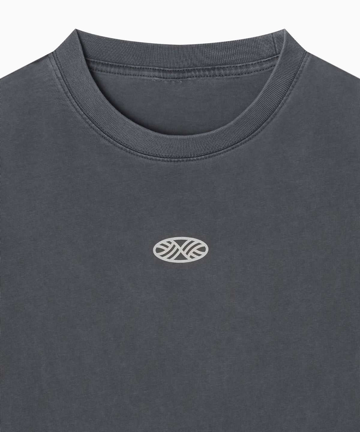 미나수(MENASOO) 275g Heavy Cotton Circle Hearttrack Pigment T Shirt_Charcoal