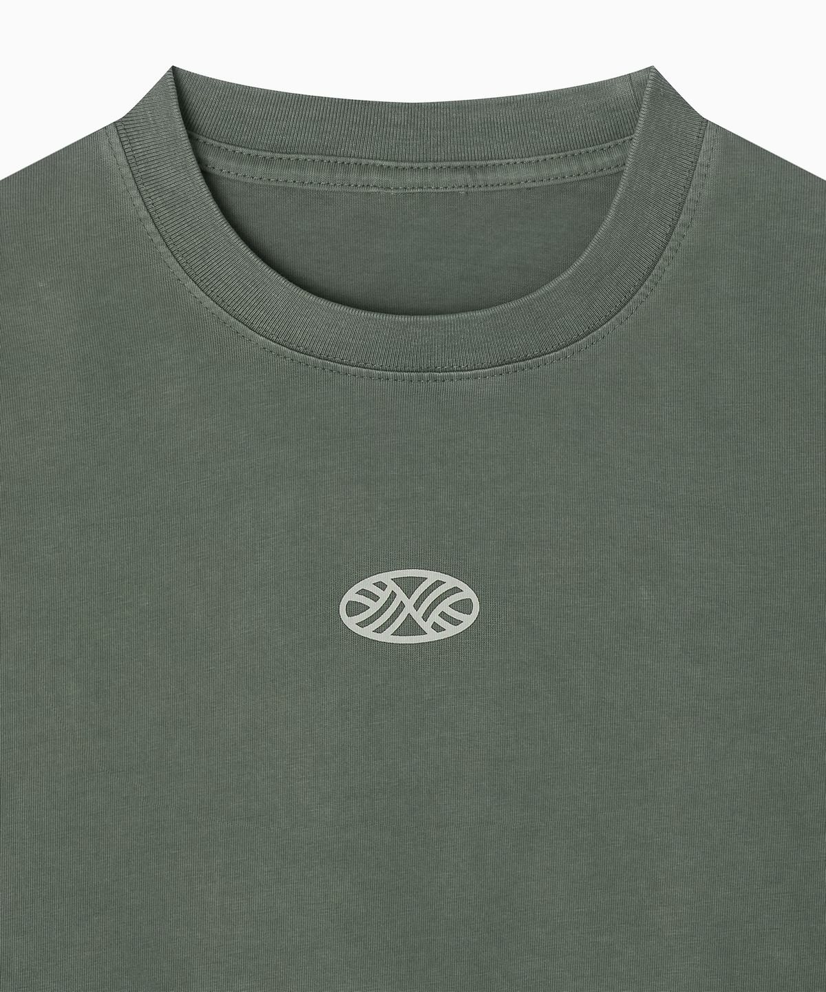 미나수(MENASOO) 275g Heavy Cotton Circle Hearttrack Pigment T Shirt_Khaki