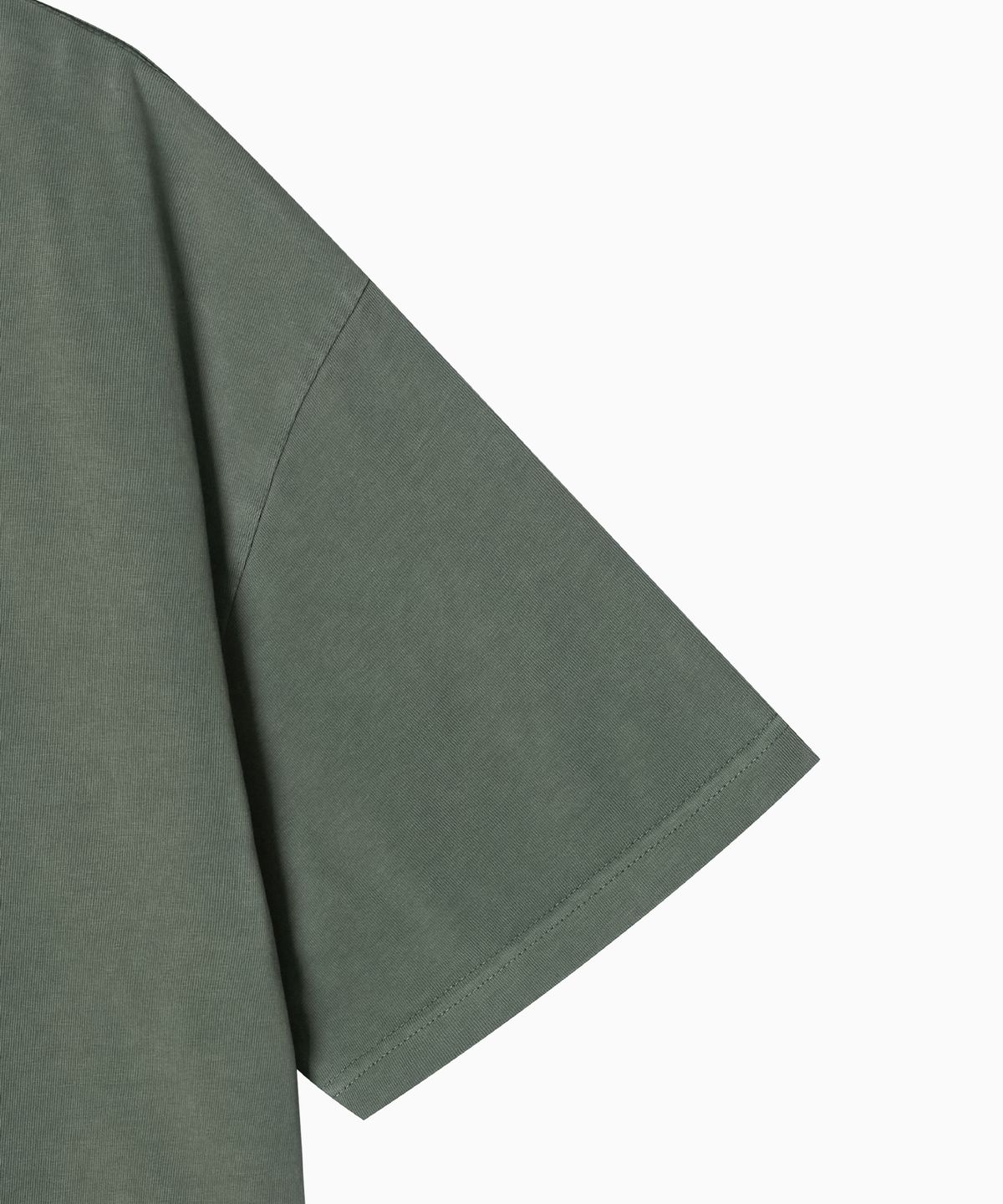미나수(MENASOO) 275g Heavy Cotton Circle Hearttrack Pigment T Shirt_Khaki