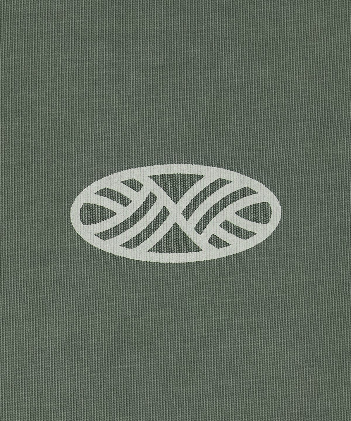 미나수(MENASOO) 275g Heavy Cotton Circle Hearttrack Pigment T Shirt_Khaki