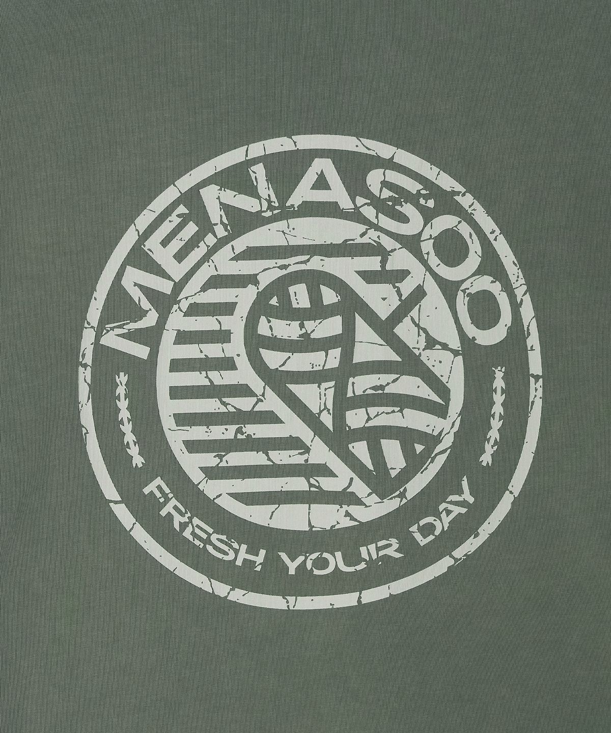 미나수(MENASOO) 275g Heavy Cotton Circle Hearttrack Pigment T Shirt_Khaki