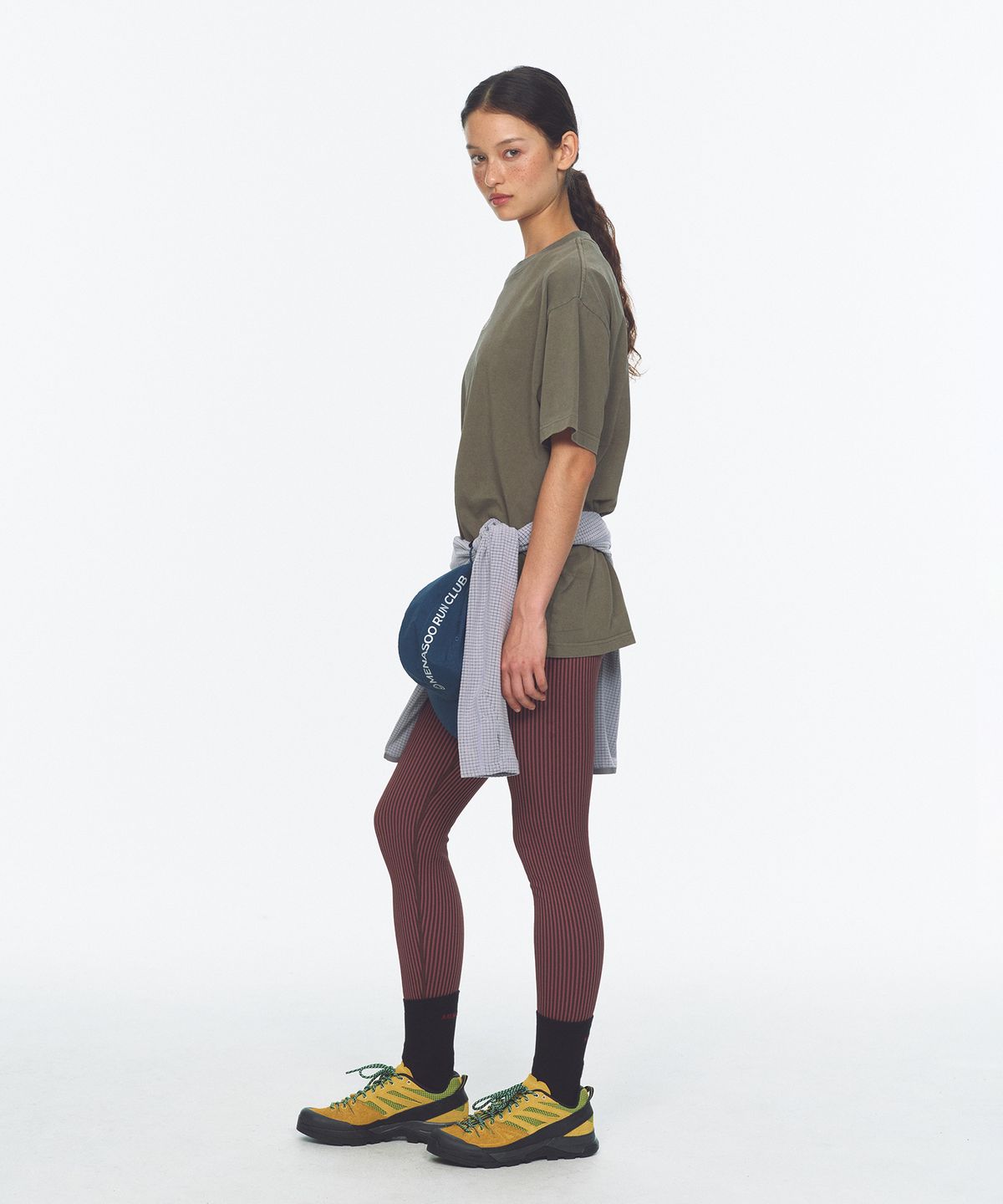 미나수(MENASOO) 275g Heavy Cotton Circle Hearttrack Pigment T Shirt_Khaki