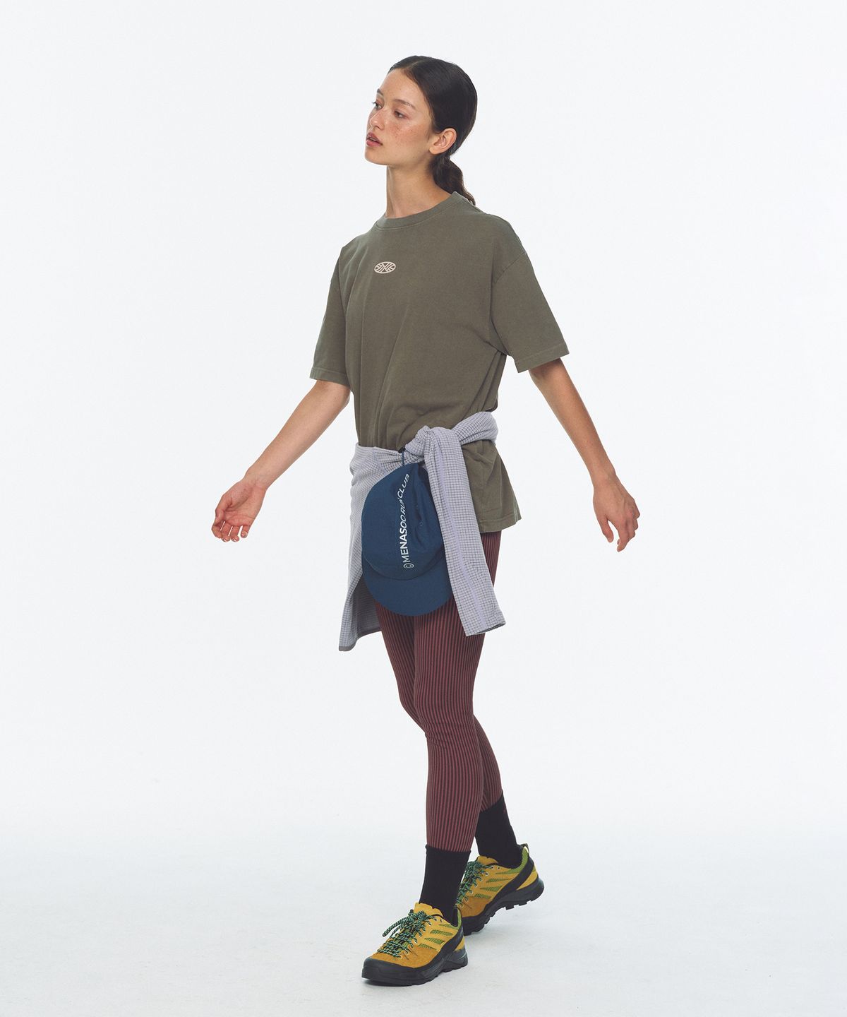 미나수(MENASOO) 275g Heavy Cotton Circle Hearttrack Pigment T Shirt_Khaki