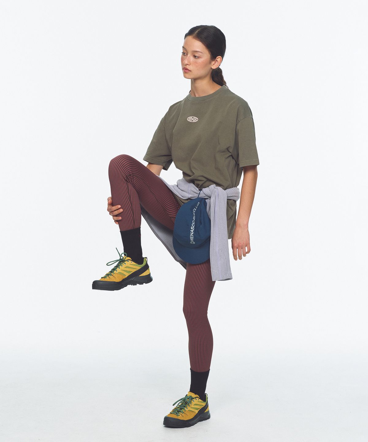 미나수(MENASOO) 275g Heavy Cotton Circle Hearttrack Pigment T Shirt_Khaki