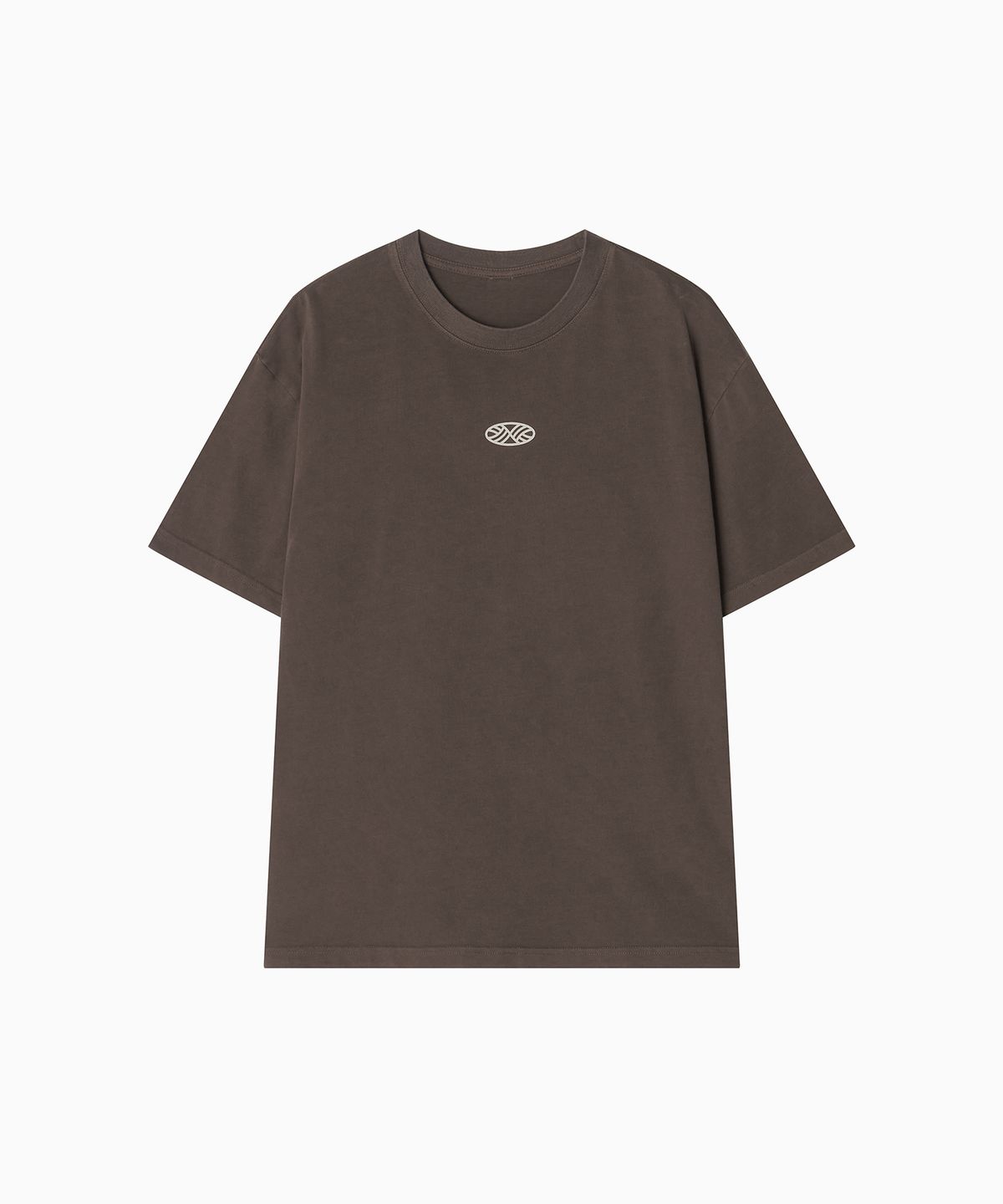 미나수(MENASOO) 275g Heavy Cotton Circle Hearttrack Pigment T Shirt_Brown