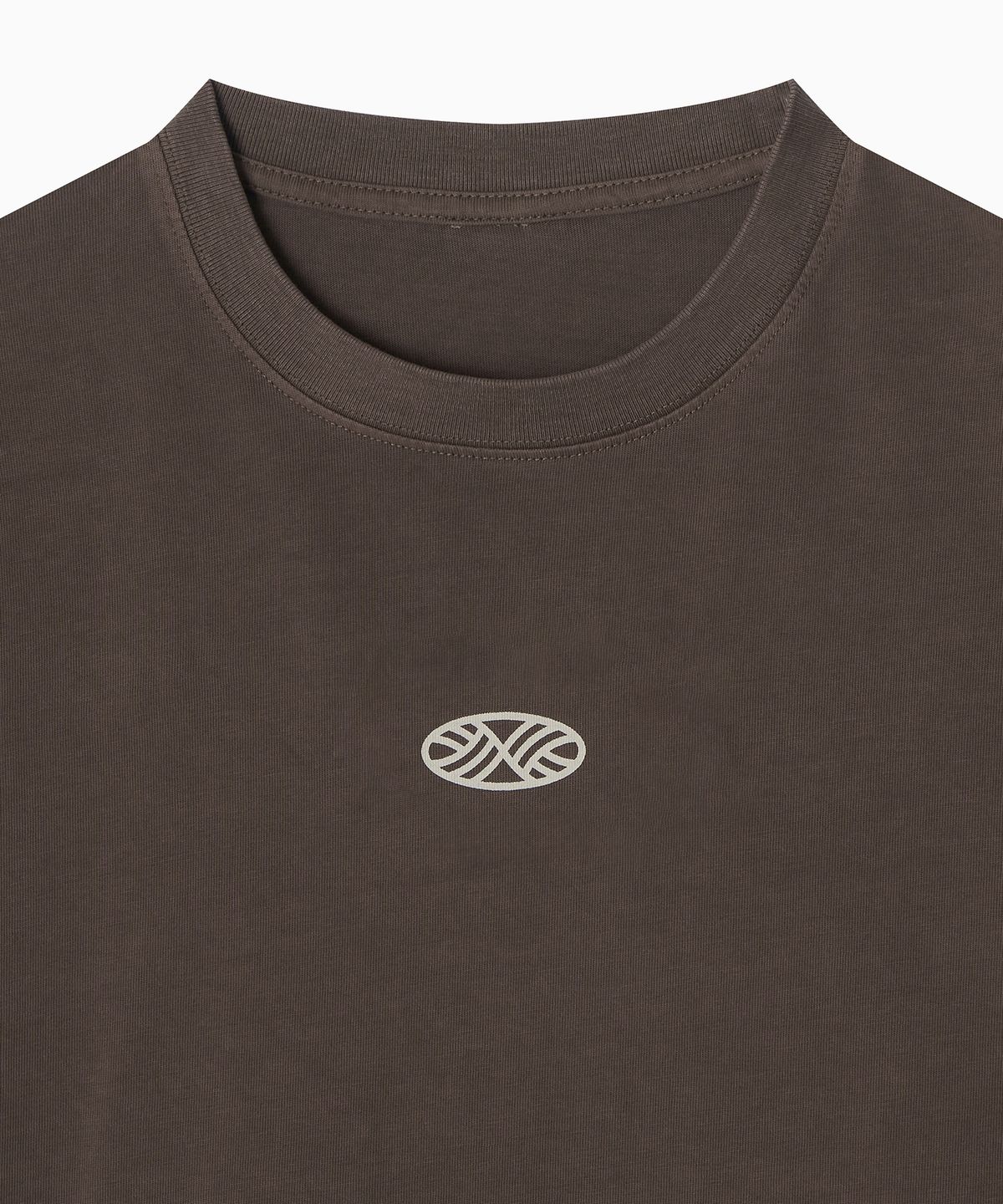 미나수(MENASOO) 275g Heavy Cotton Circle Hearttrack Pigment T Shirt_Brown