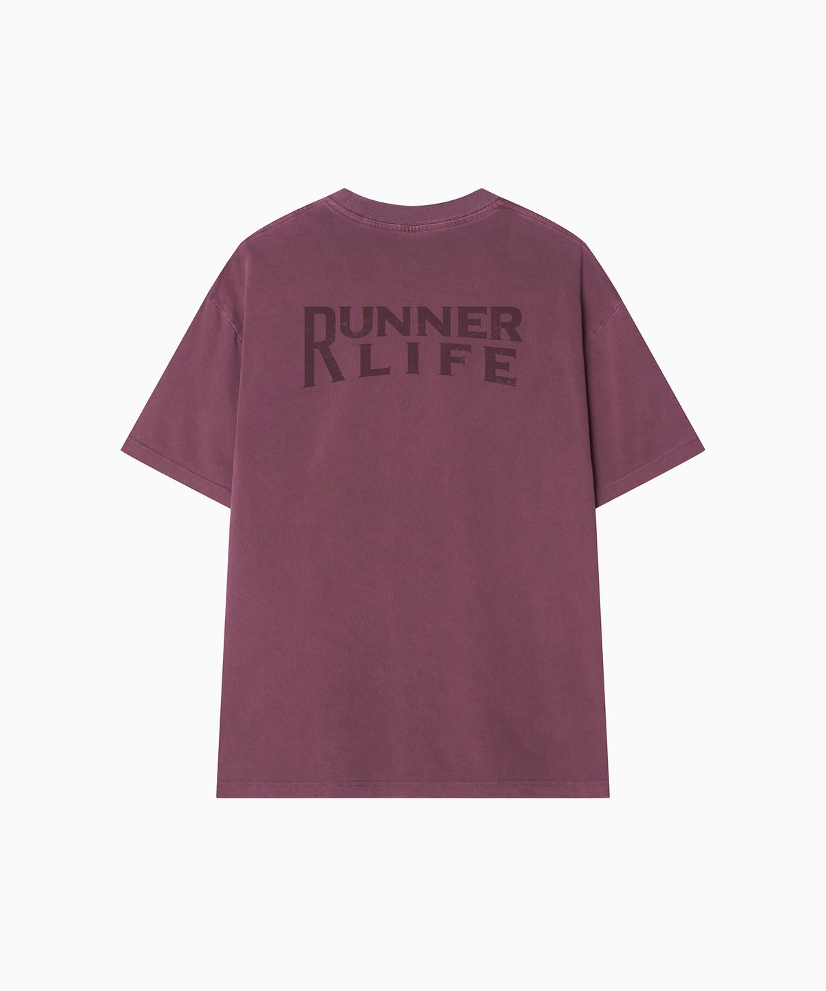 미나수(MENASOO) 275g Heavy Cotton Runner Graffiti Pigment T Shirt_Burgundy