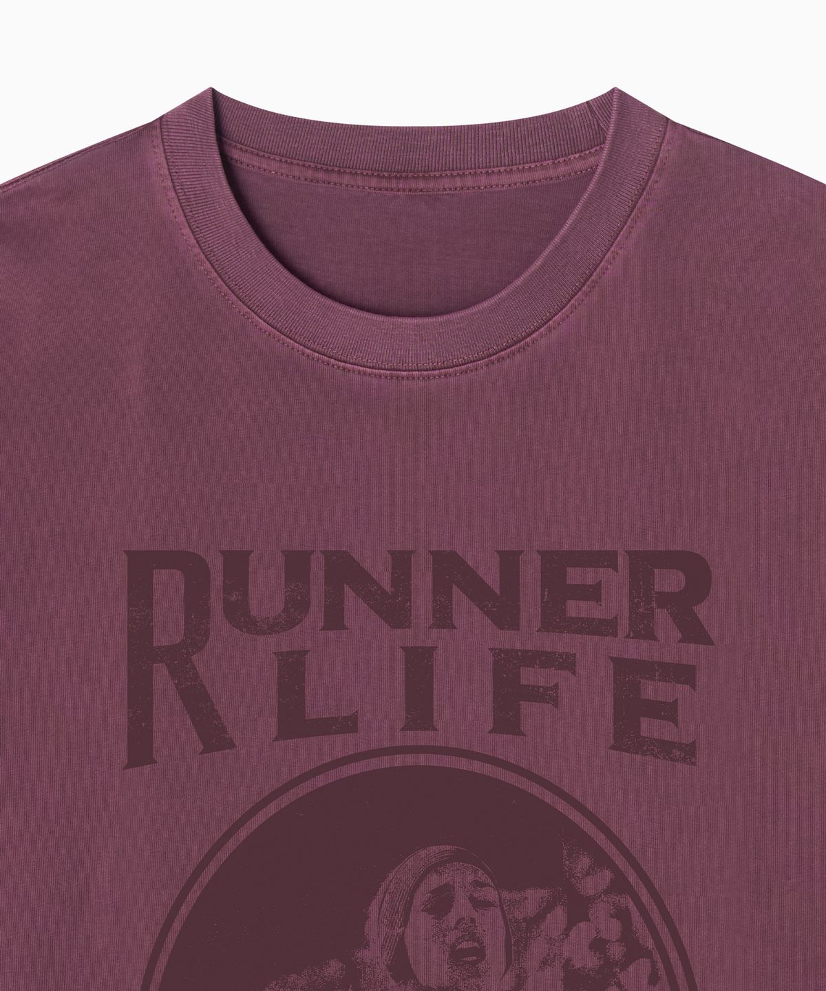 미나수(MENASOO) 275g Heavy Cotton Runner Graffiti Pigment T Shirt_Burgundy