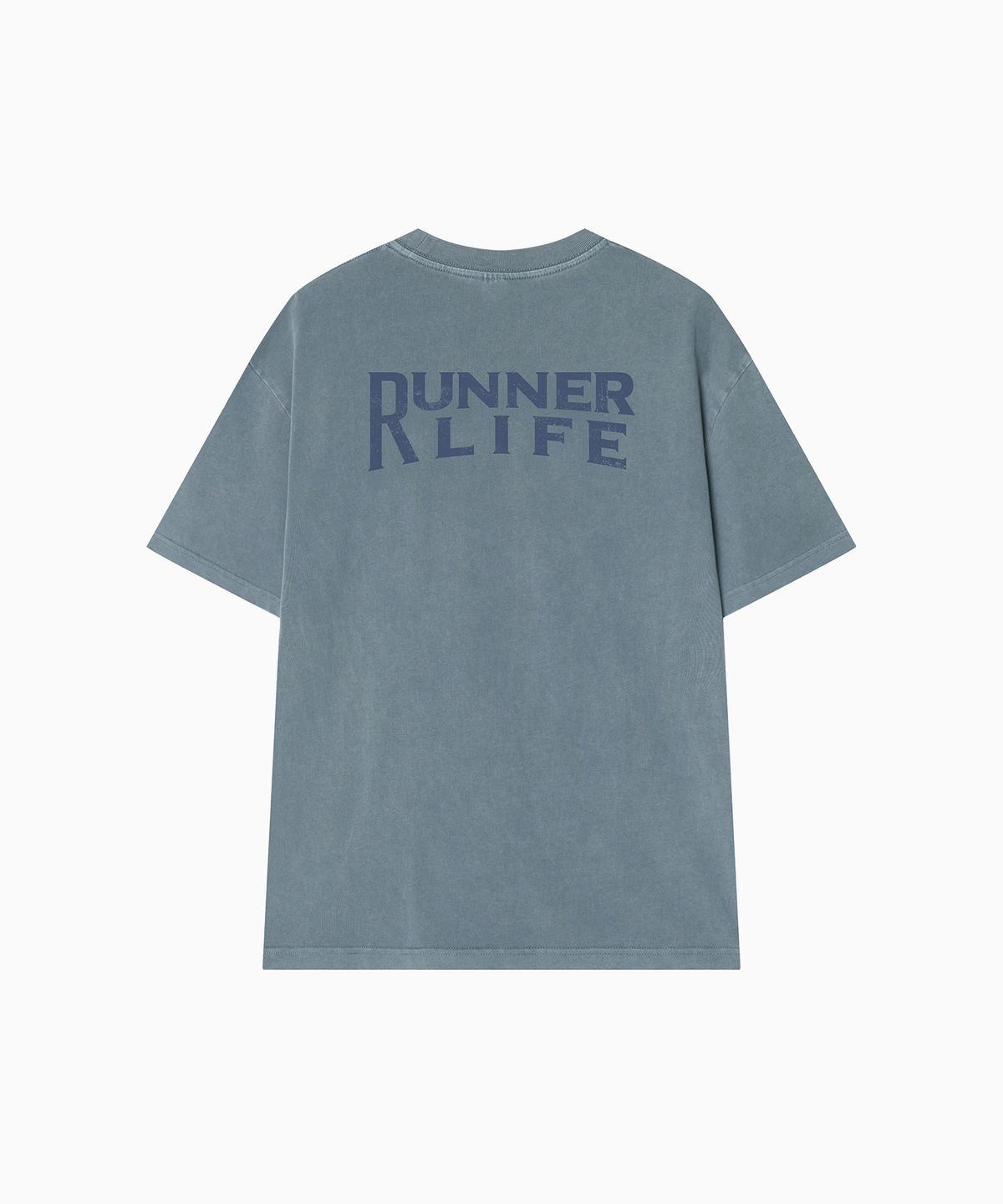 미나수(MENASOO) 275g Heavy Cotton Runner Graffiti Pigment T Shirt_Blue
