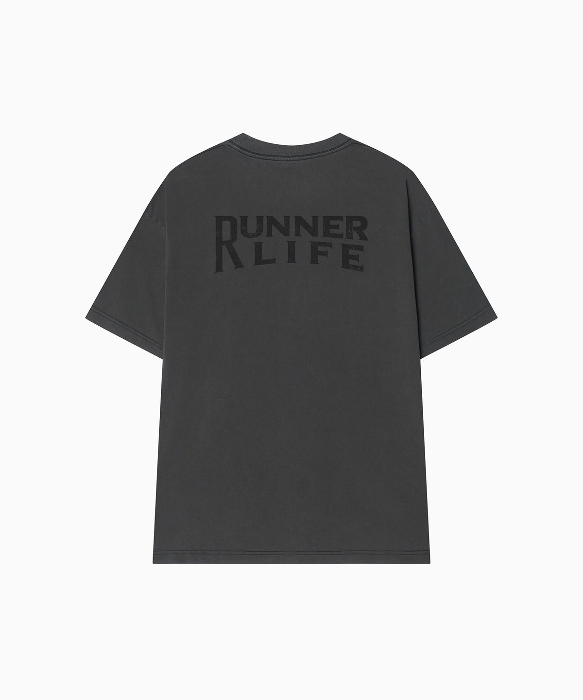 미나수(MENASOO) 275g Heavy Cotton Runner Graffiti Pigment T Shirt_Black