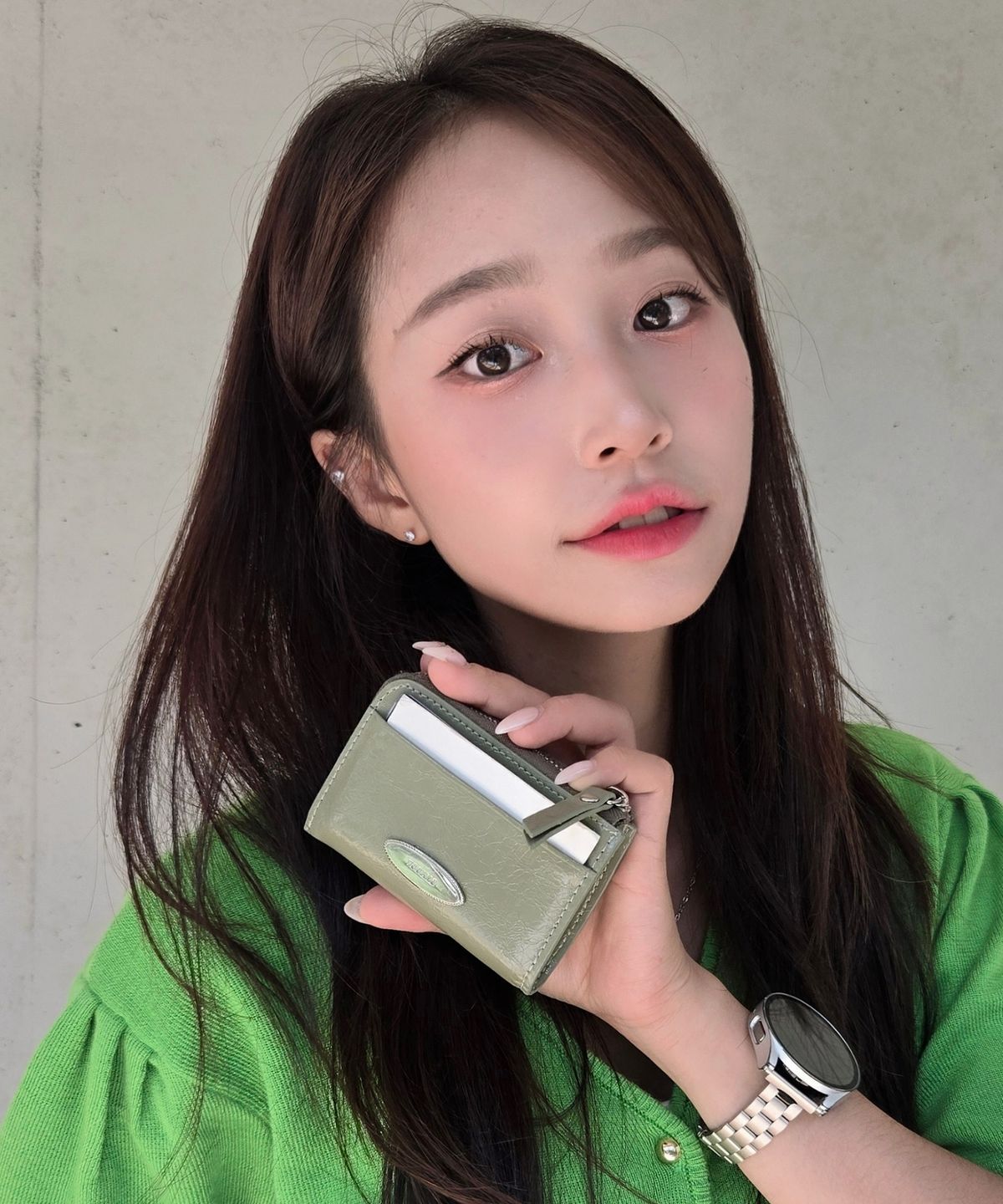 투아모(TOOAMO) 조이 지퍼 카드지갑 올리브 [소가죽]
