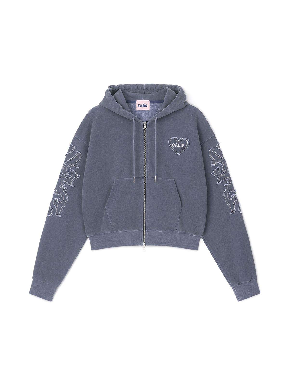 에즈이프 캘리(ASIF CALIE) APPLIQUE 2WAY HOOD ZIP-UP BLUE