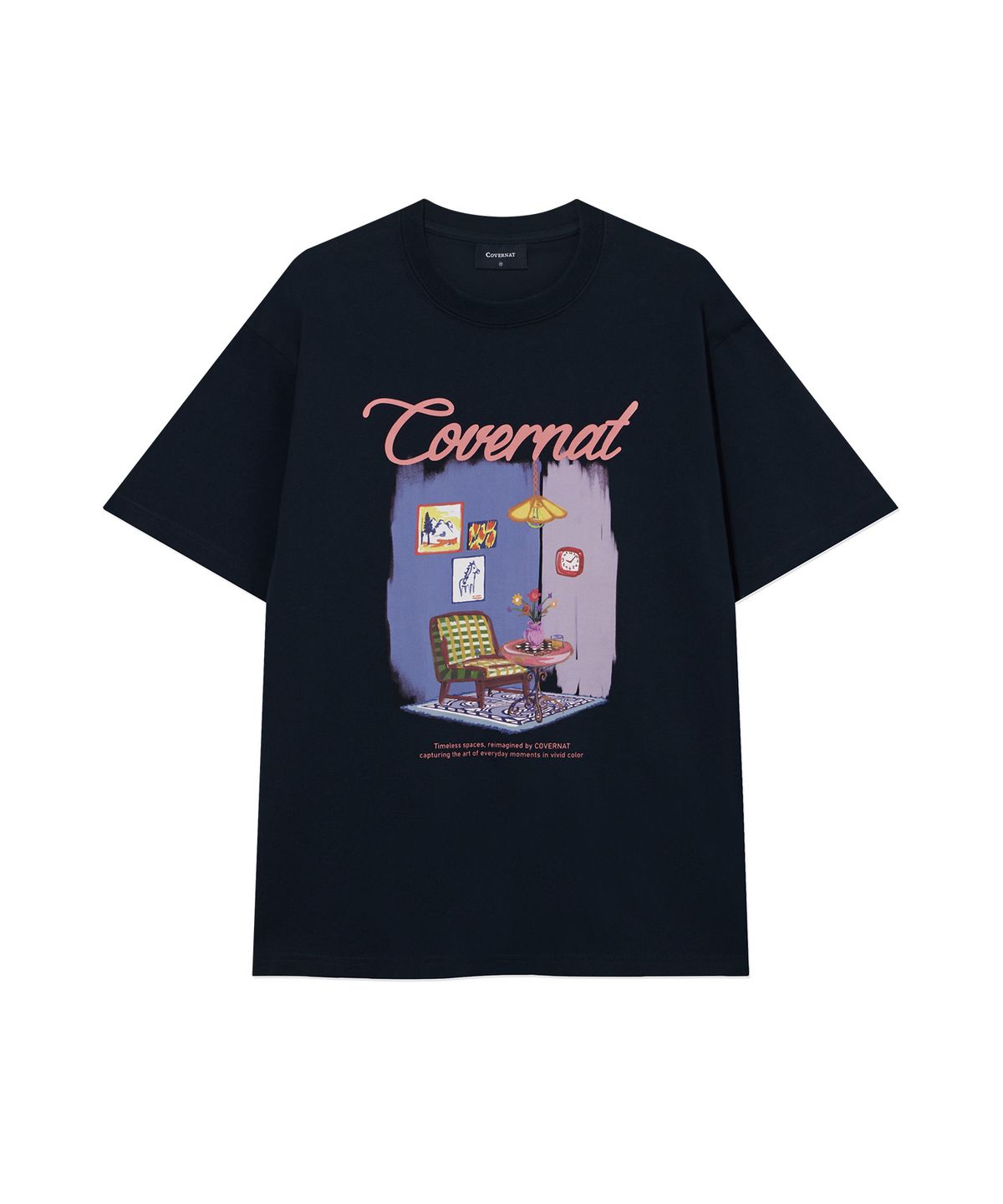 커버낫(COVERNAT) 페인팅 그래픽 티셔츠 Navy