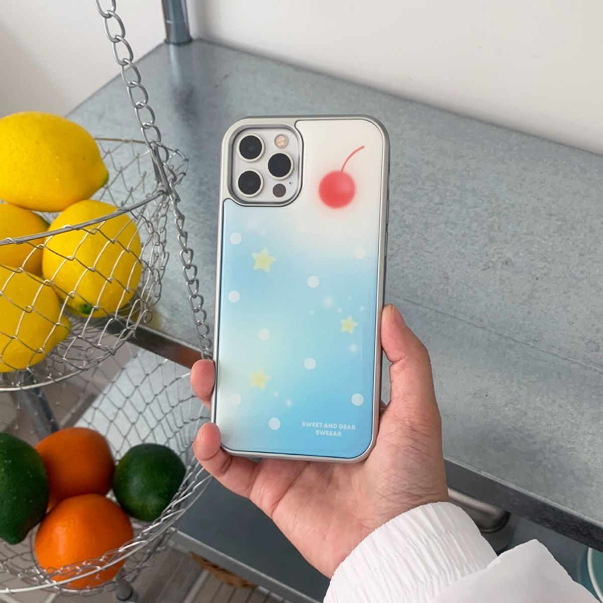 스위어(SWEEAR) [실버에폭시] BLUE LEMON SODA SILVER EPOXY CASE