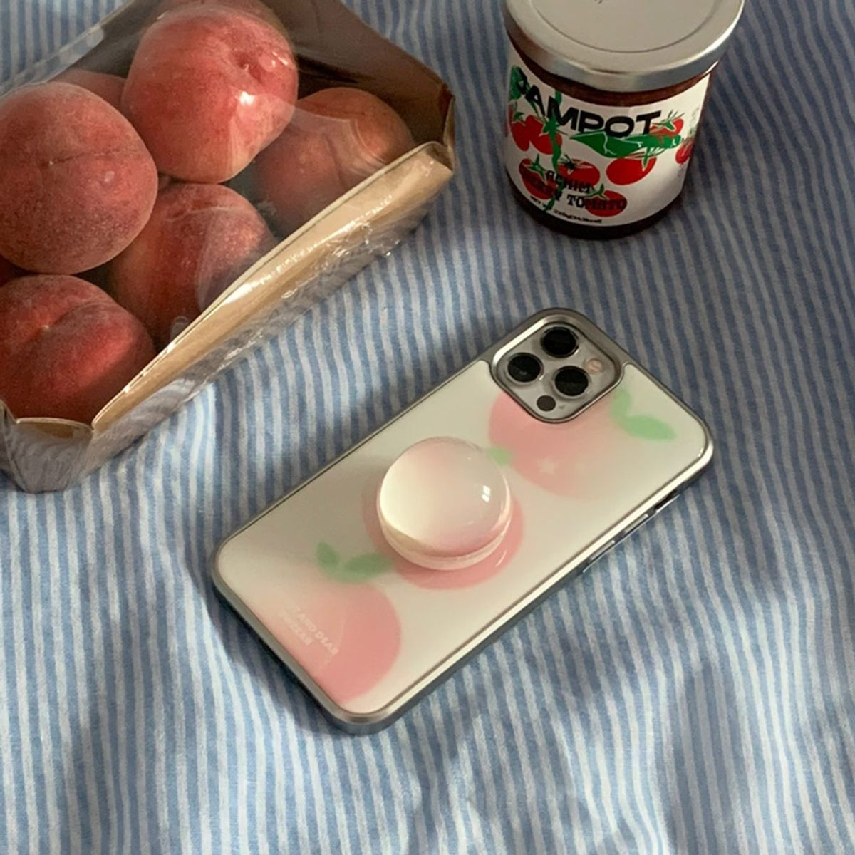 스위어(SWEEAR) [실버에폭시] PEACH CREAM SILVER EPOXY CASE (화이트)
