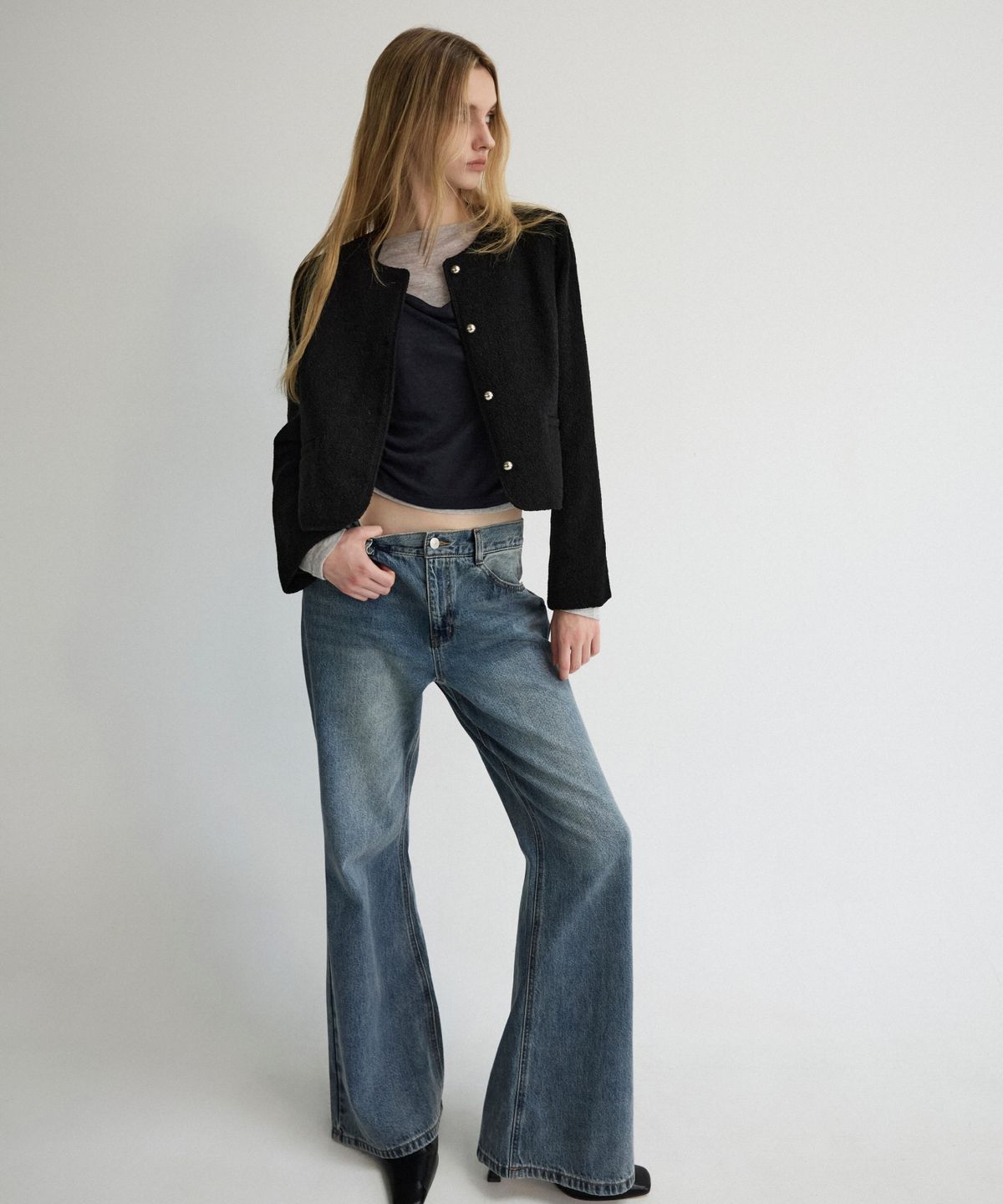 미쏘(MIXXO) 라운드넥 울트위드자켓_MIWJKGT3PB