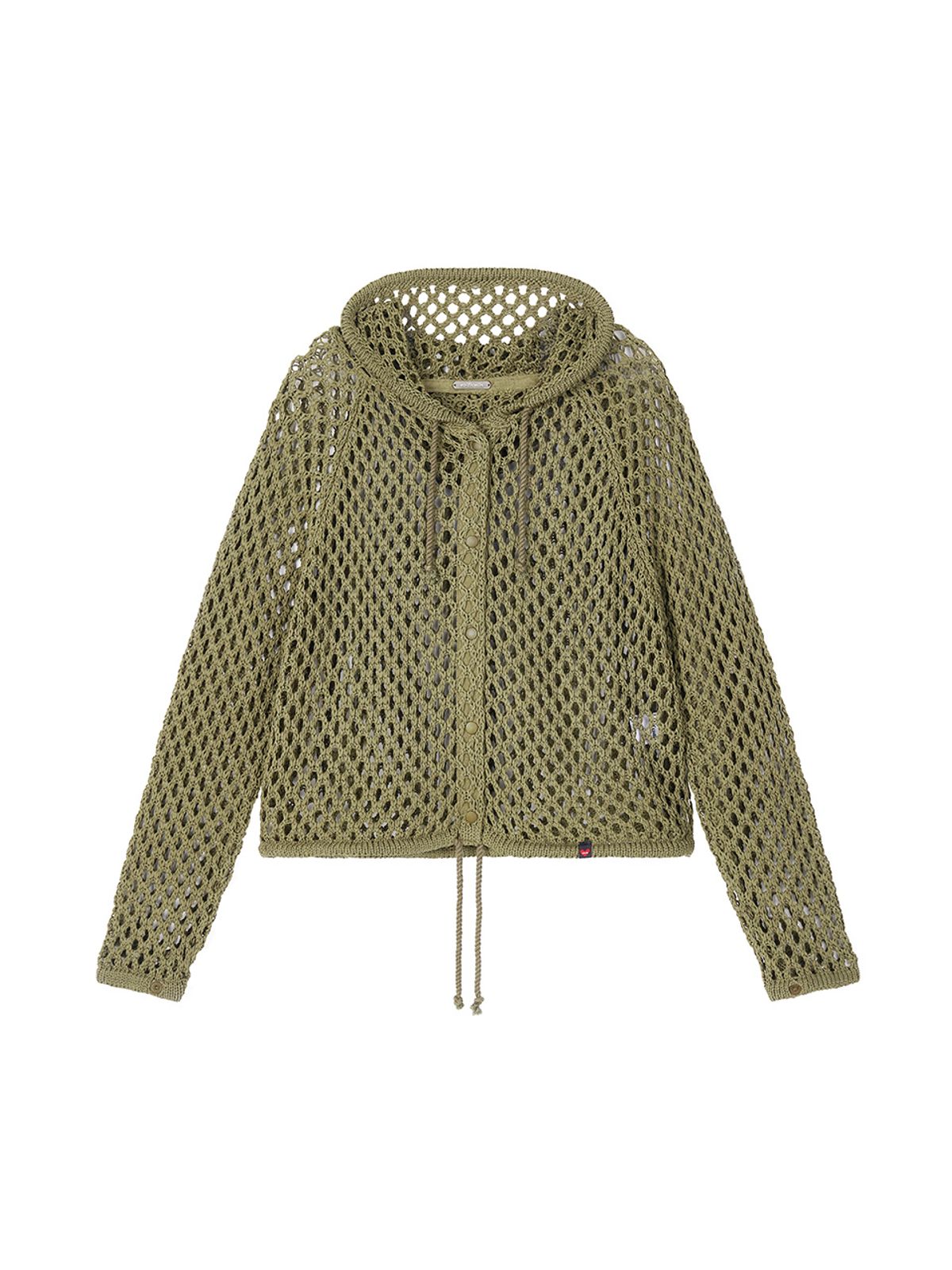 에즈이프 캘리(ASIF CALIE) MESH KNIT BUTTON HOOD JACKET KHAKI