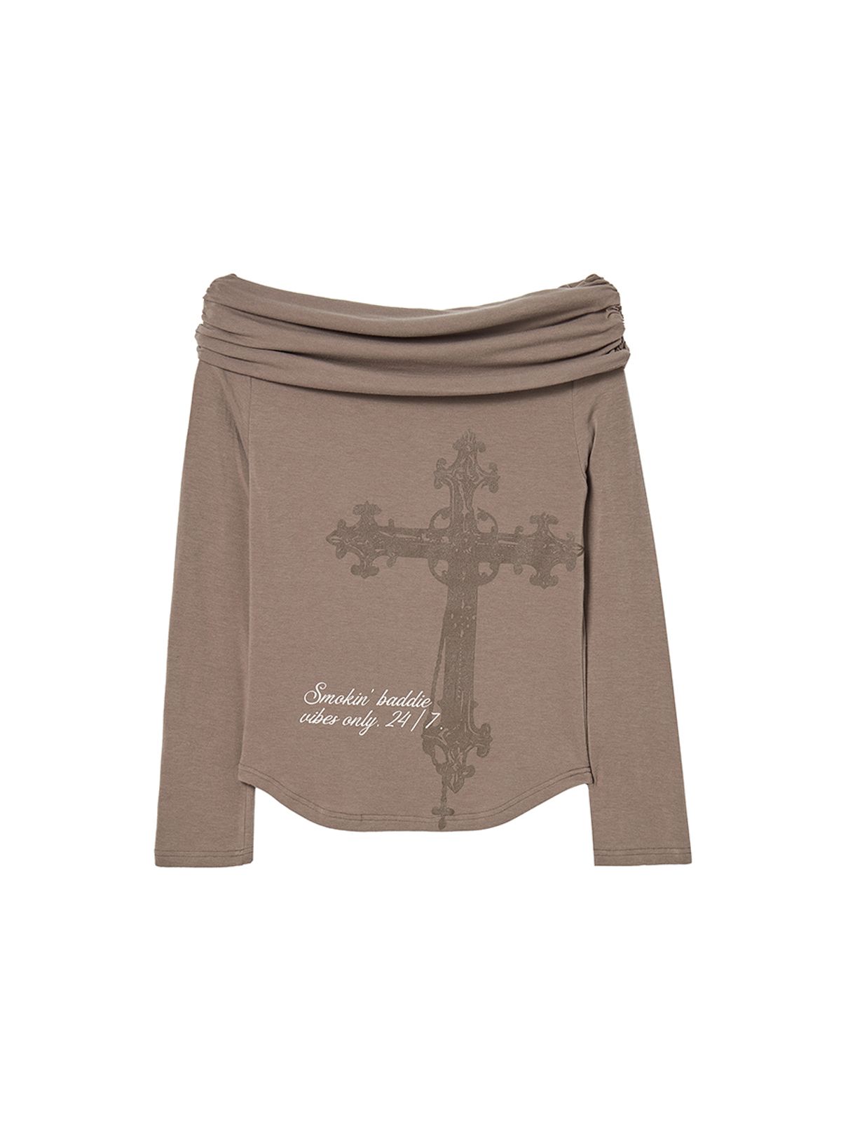 엔와이엑스엑스(NYXX) CROSS OFF SHOULDER L/S BROWN
