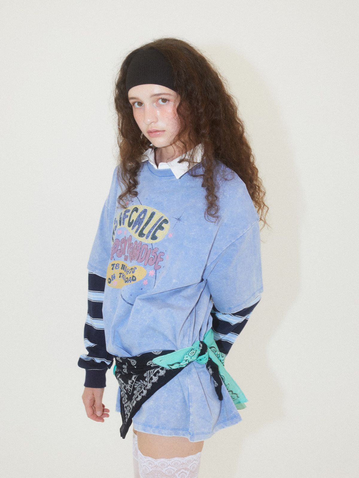 에즈이프 캘리(ASIF CALIE) WASHING TOUR GRAPHIC T-SHIRT BLUE