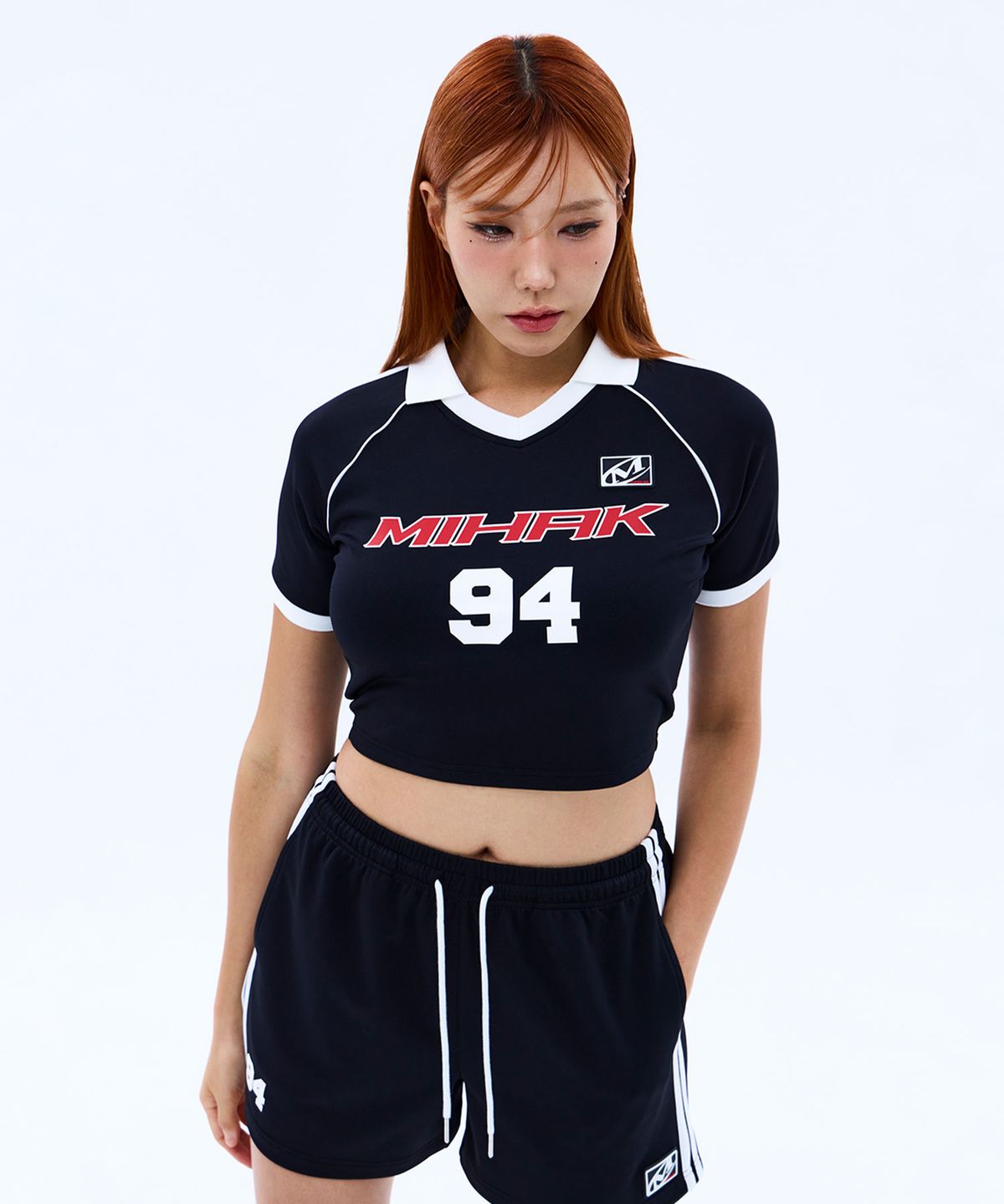 미학(MIHAK) 94 풋볼 크롭 저지 티셔츠 (BLACK)