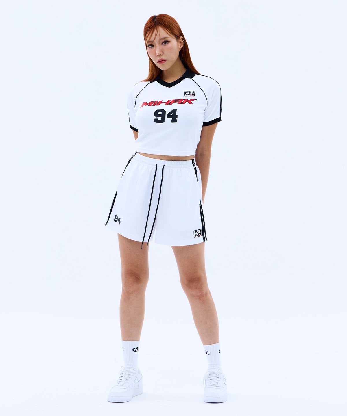 미학(MIHAK) 94 풋볼 크롭 저지 티셔츠 (WHITE)
