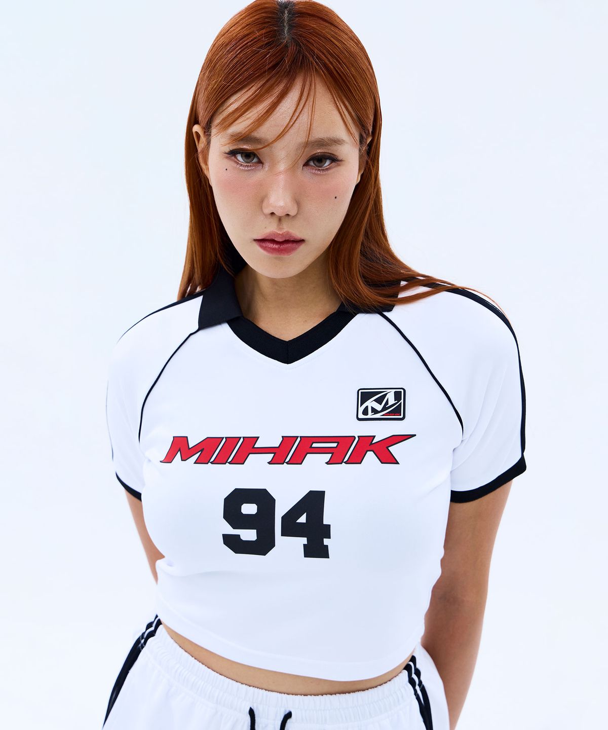 미학(MIHAK) 94 풋볼 크롭 저지 티셔츠 (WHITE)