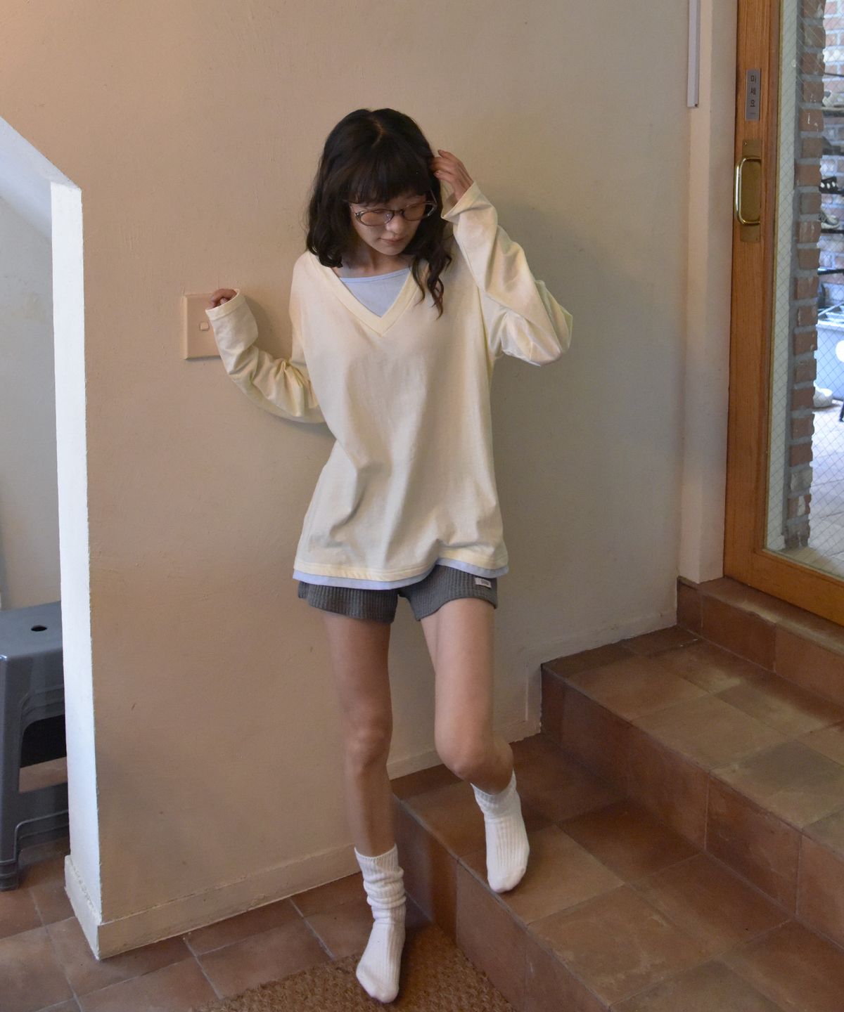 사유(SAYUU) 퓨어 레이어드 티셔츠 레몬