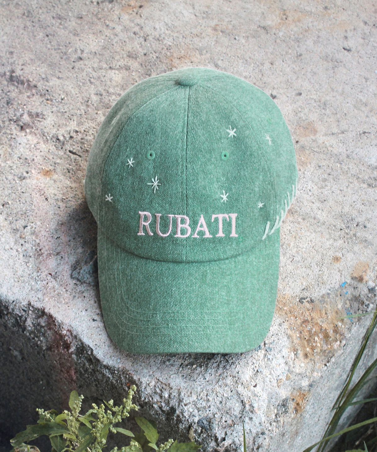 루바티(RUBATI) 스텔라 핸드스티치 빈티지 피그먼트 볼캡_민트