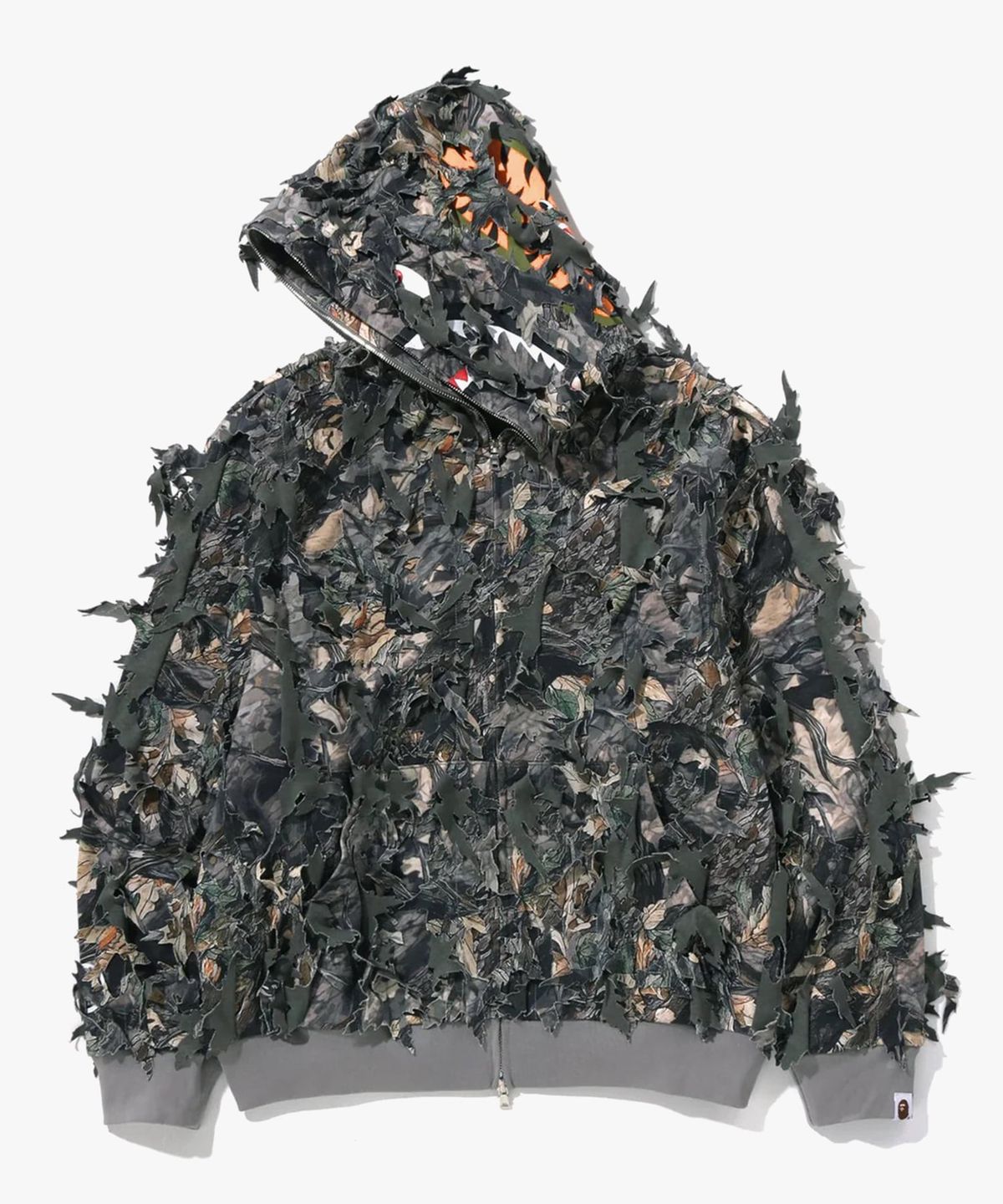 베이프(BAPE) 트리 엣지 카모 레이저 컷 샤크 크롭 핏 풀 집 후드(M) BROWN