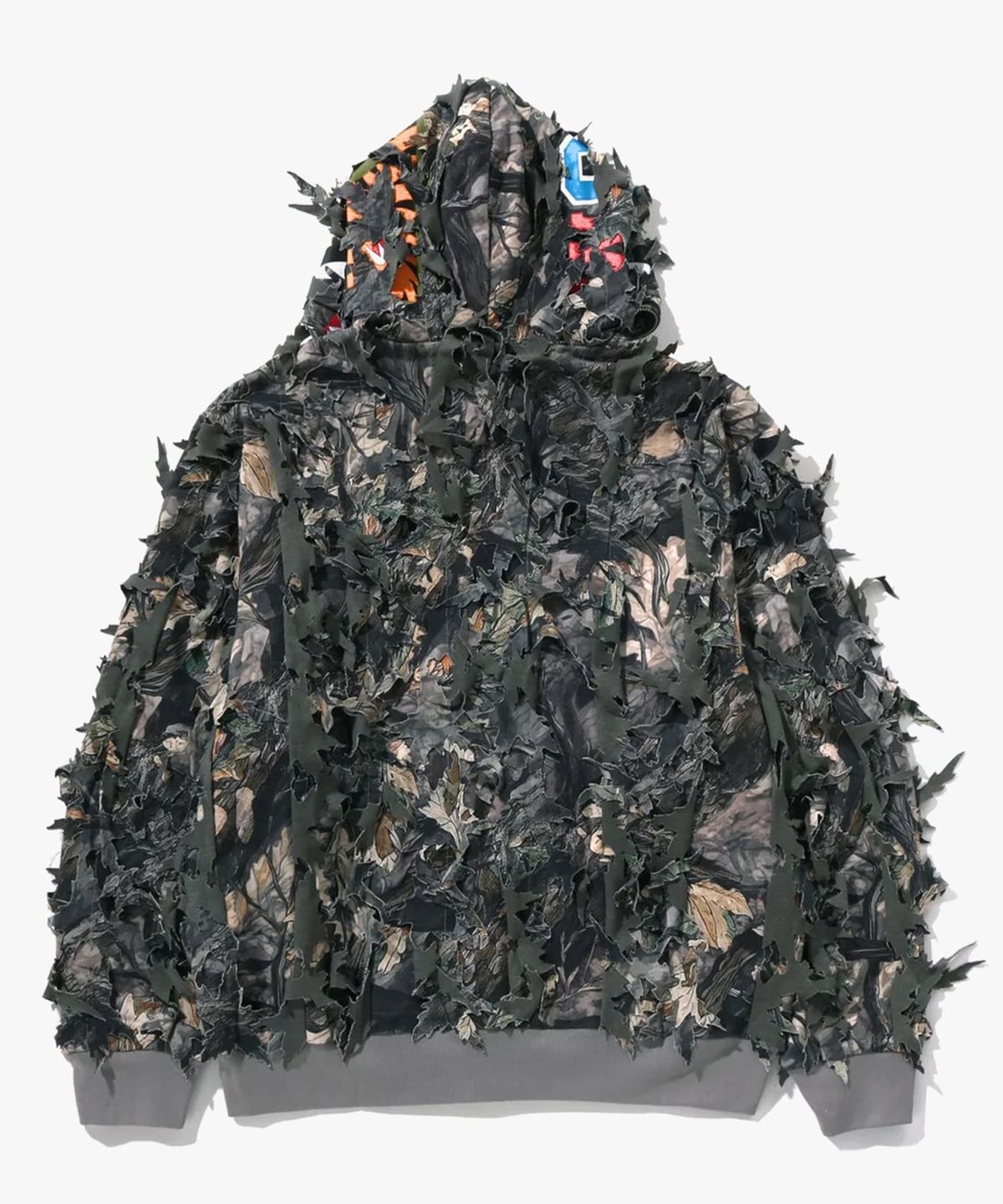 베이프(BAPE) 트리 엣지 카모 레이저 컷 샤크 크롭 핏 풀 집 후드(M) BROWN
