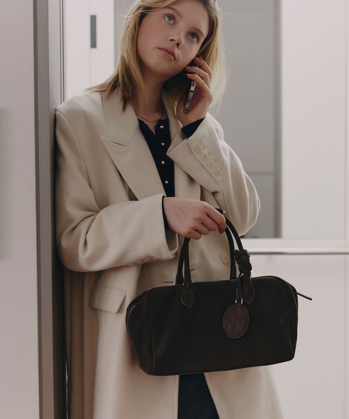 르아보네(LE ABONNE) POE SUEDE BAG_DARK BROWN