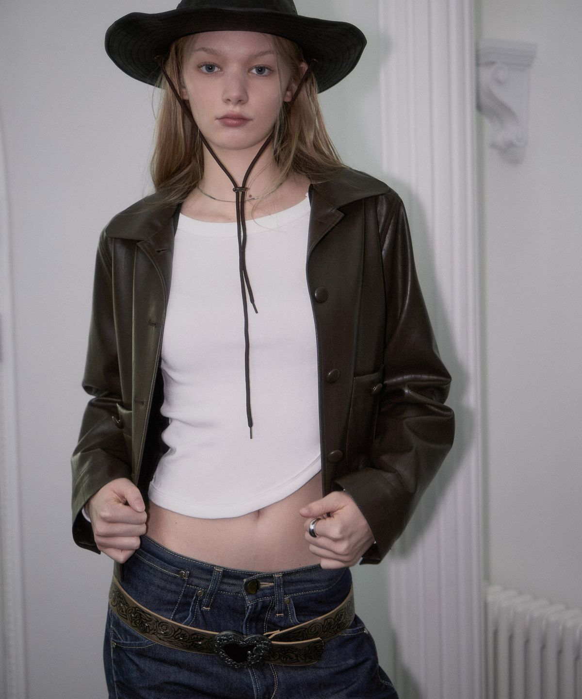 로제프란츠(ROSEFRANTZ) Round Leather Jacket [Brown]